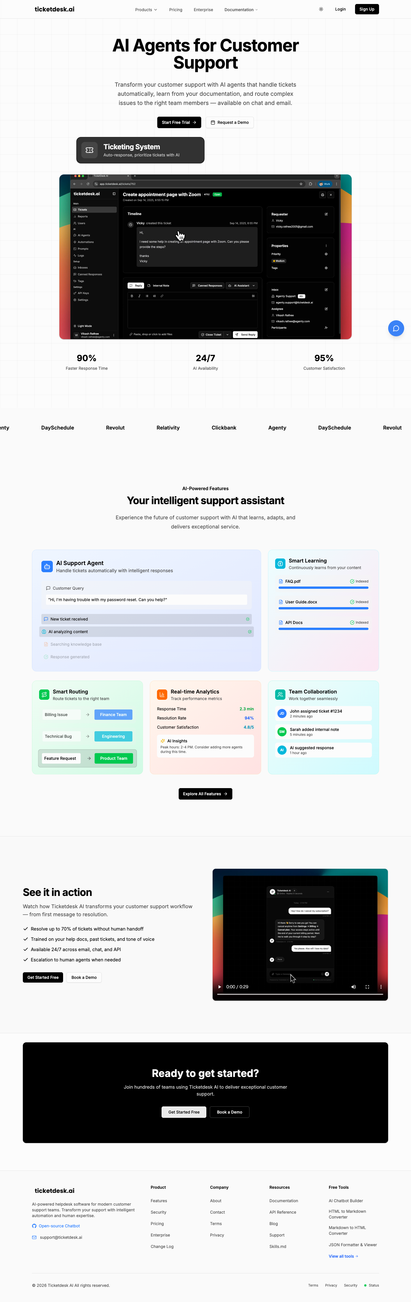 Ticketdesk AI full landing page screenshot