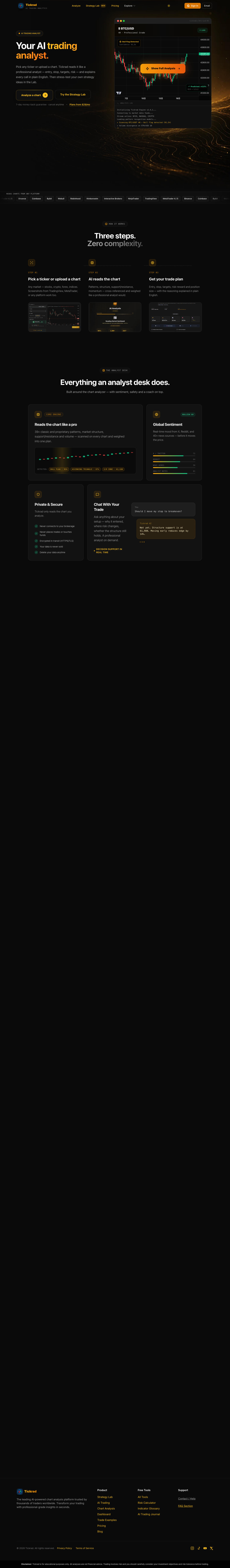Tickrad full landing page screenshot