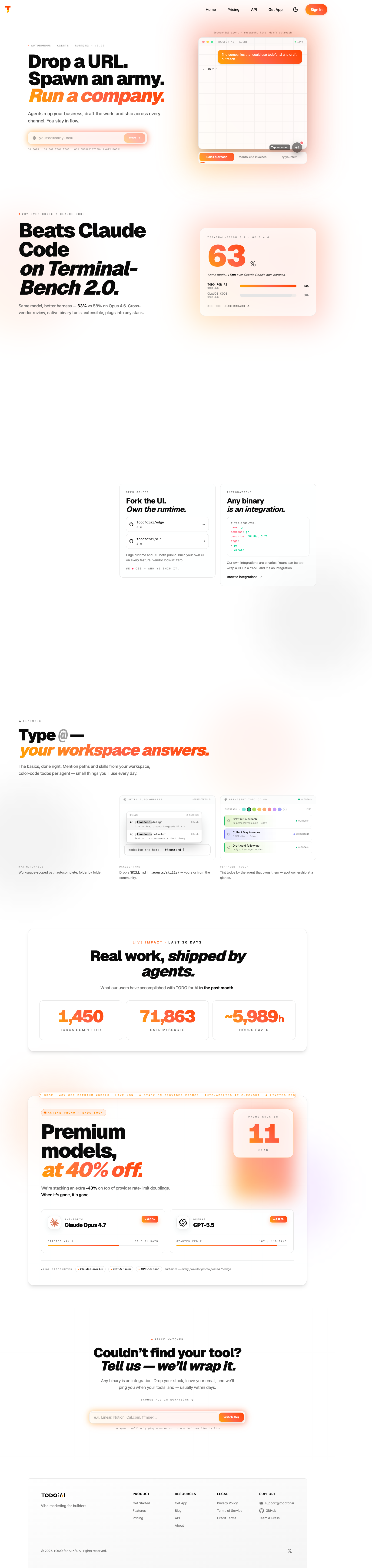 TODO for AI Kft. full landing page screenshot