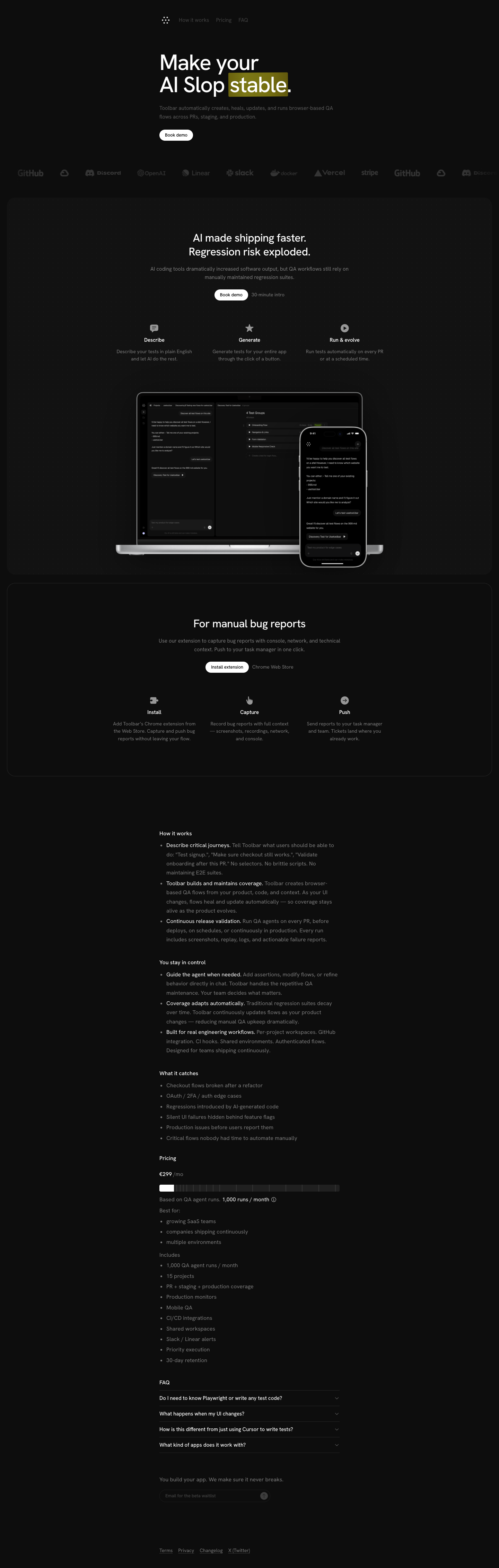 Toolbar full landing page screenshot