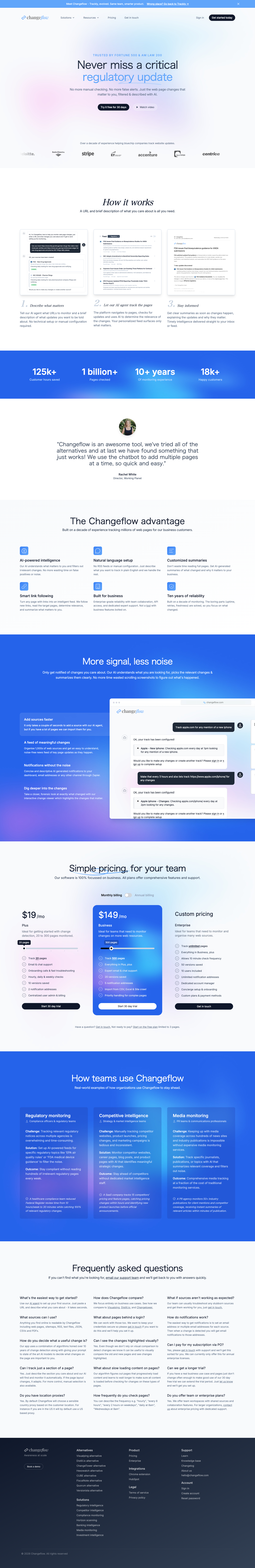 Trackly c/o Changeflow Ltd full landing page screenshot
