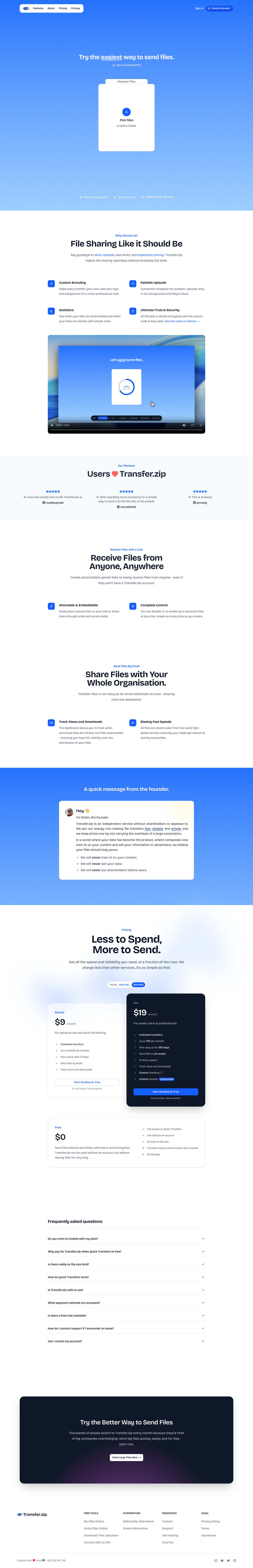 Transfer.zip full landing page screenshot
