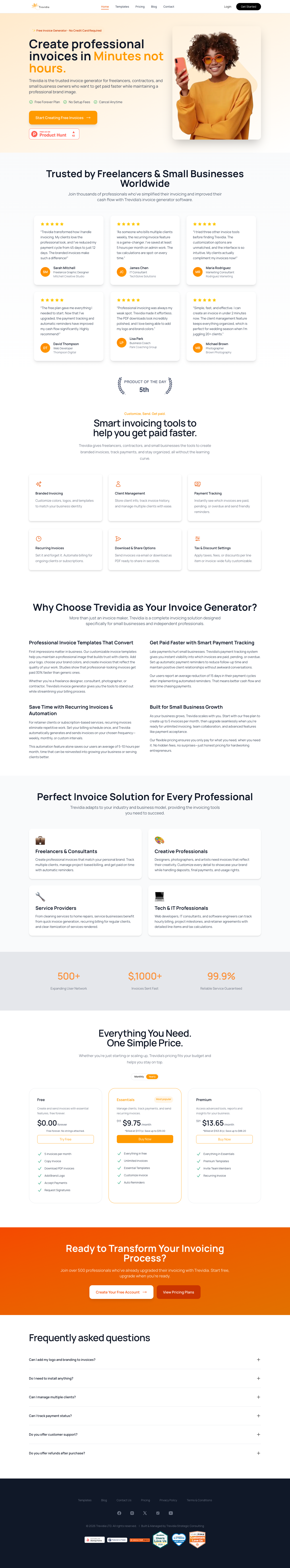 Trevidia Ltd full landing page screenshot