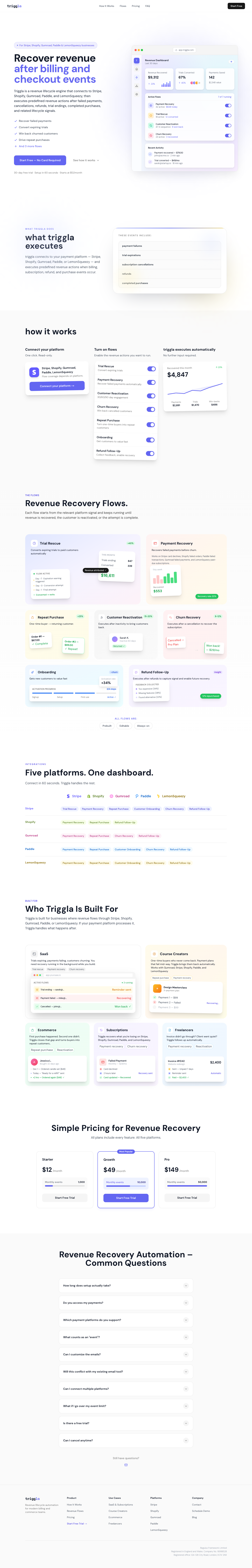 Triggla full landing page screenshot