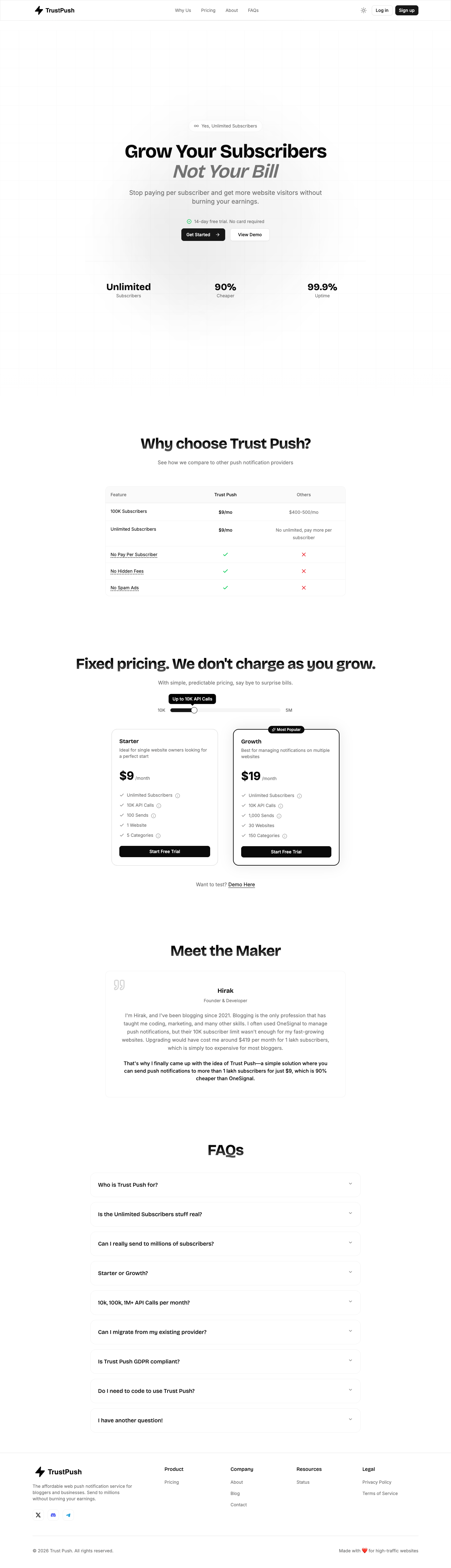 Trust Push full landing page screenshot