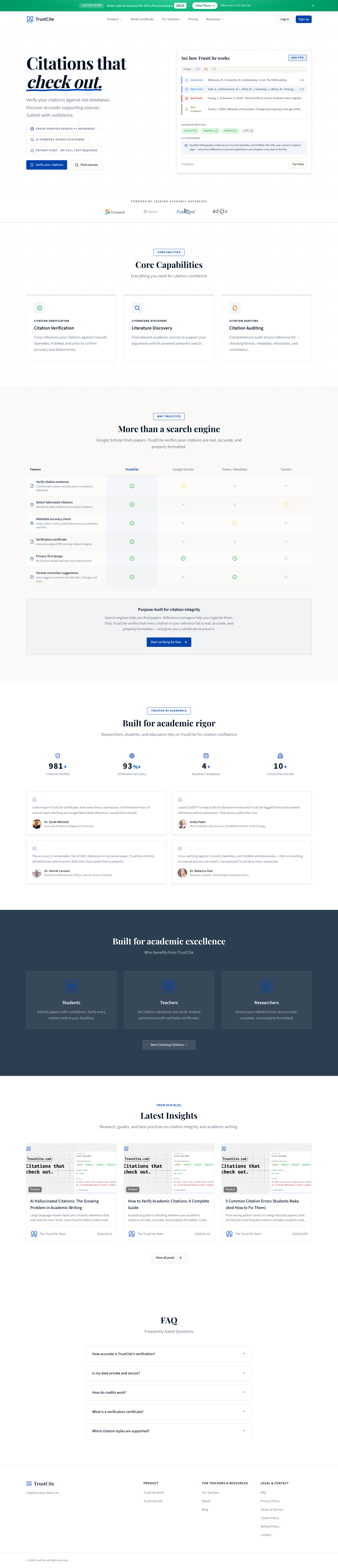 TrustCite full landing page screenshot