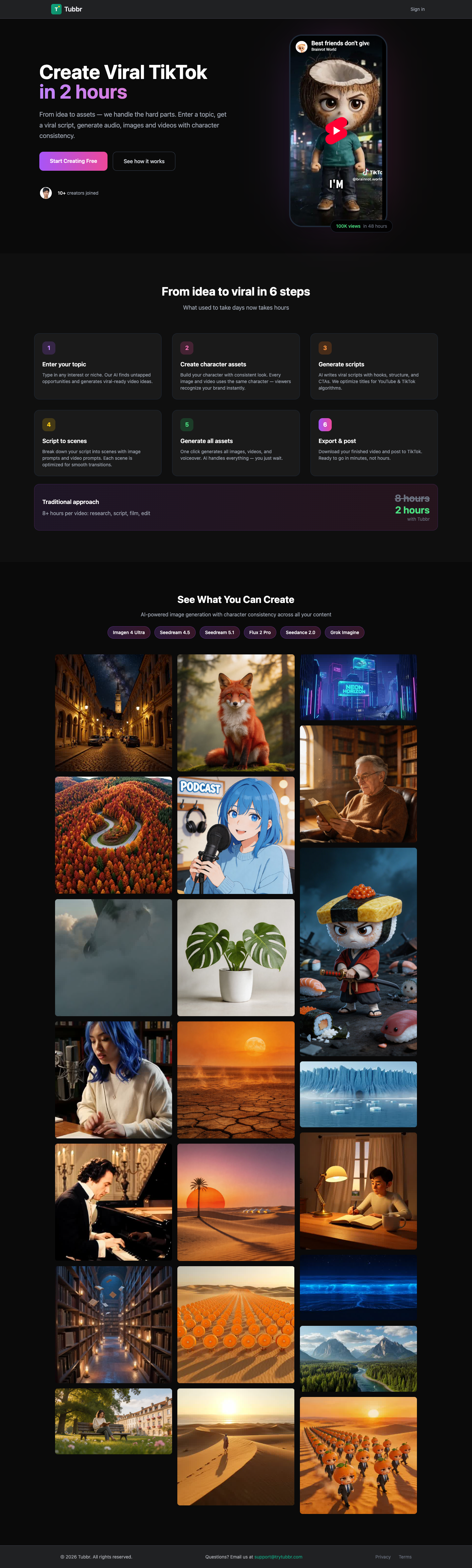 TryTubbr full landing page screenshot