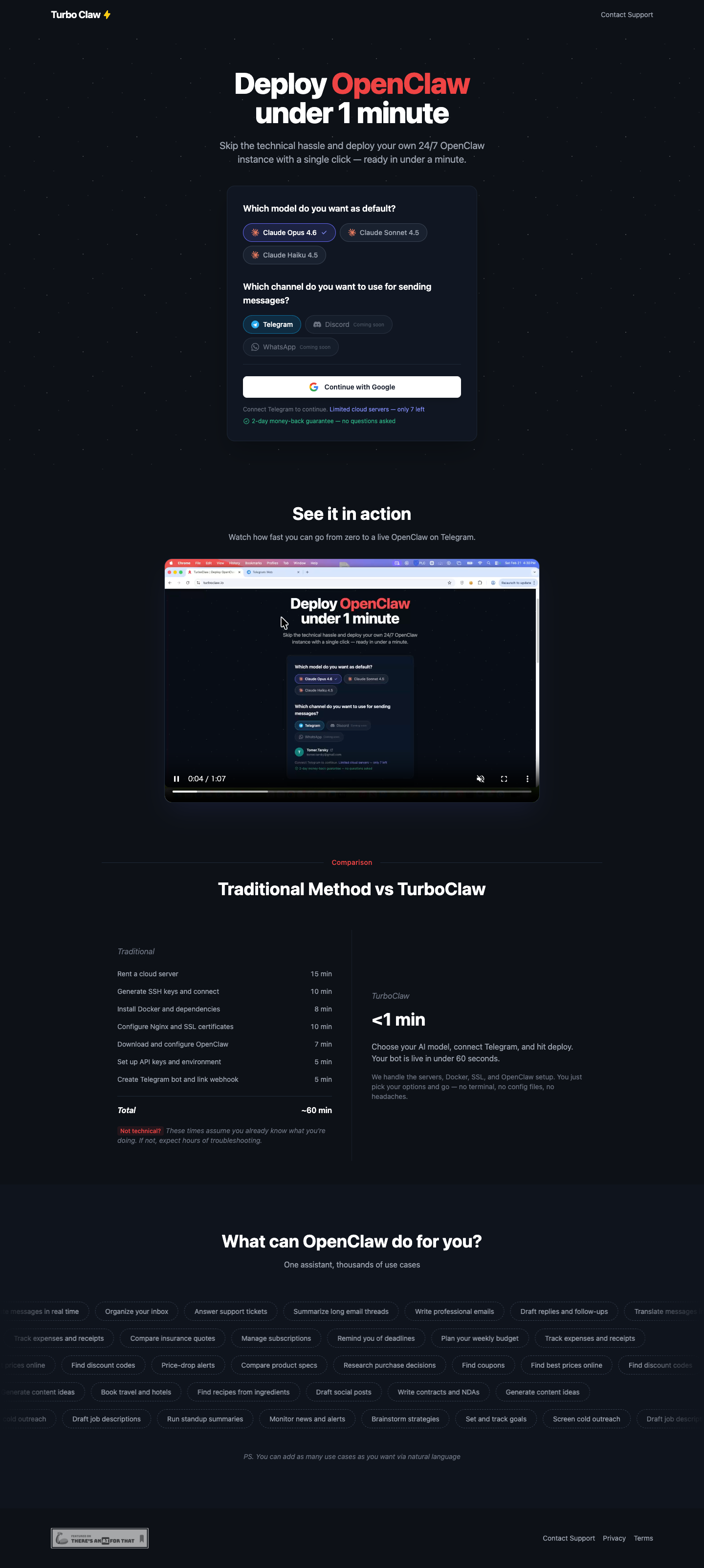 Turbo Claw full landing page screenshot