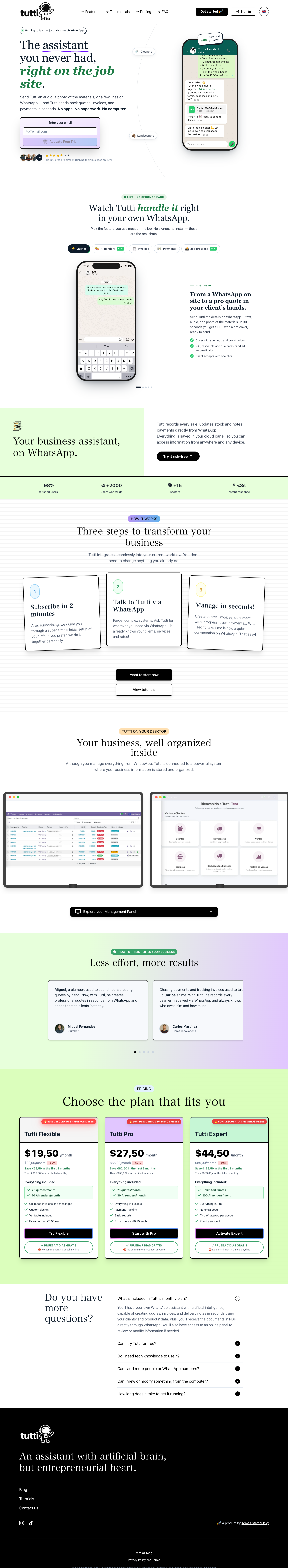 Tutti full landing page screenshot