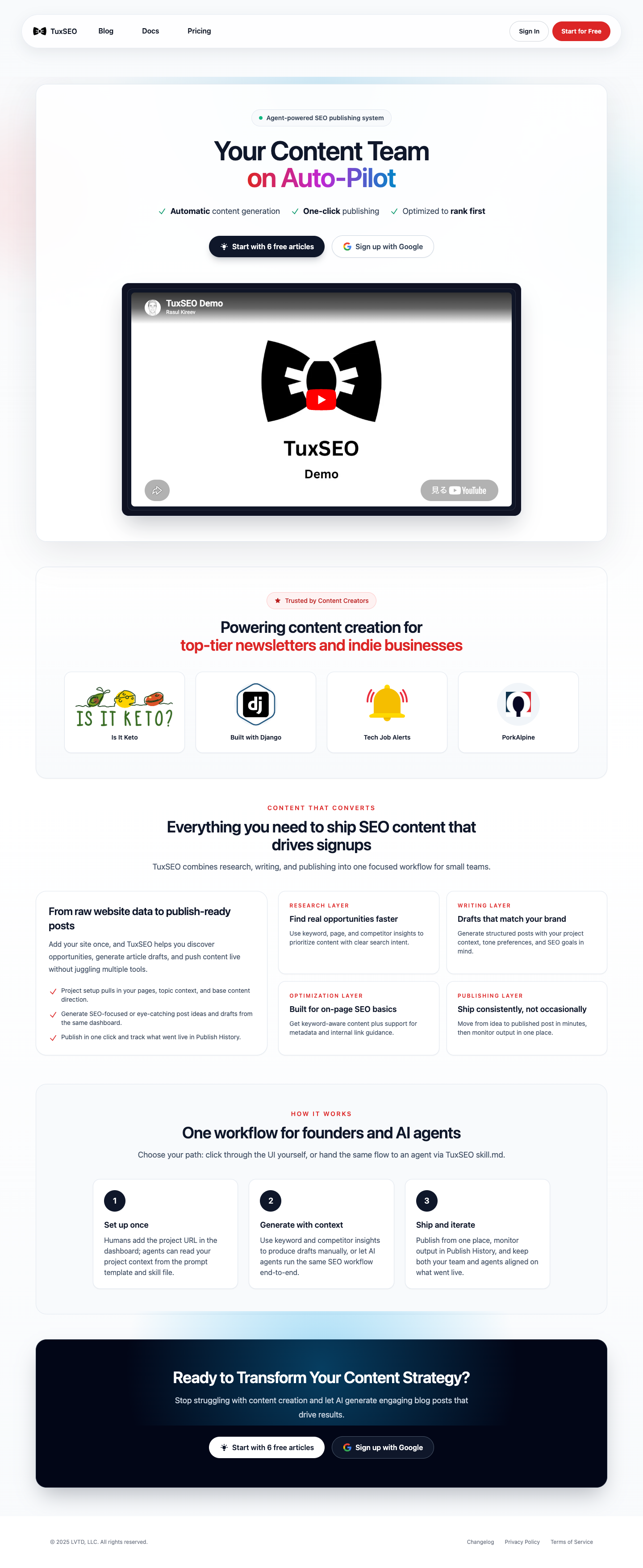 TuxSEO full landing page screenshot