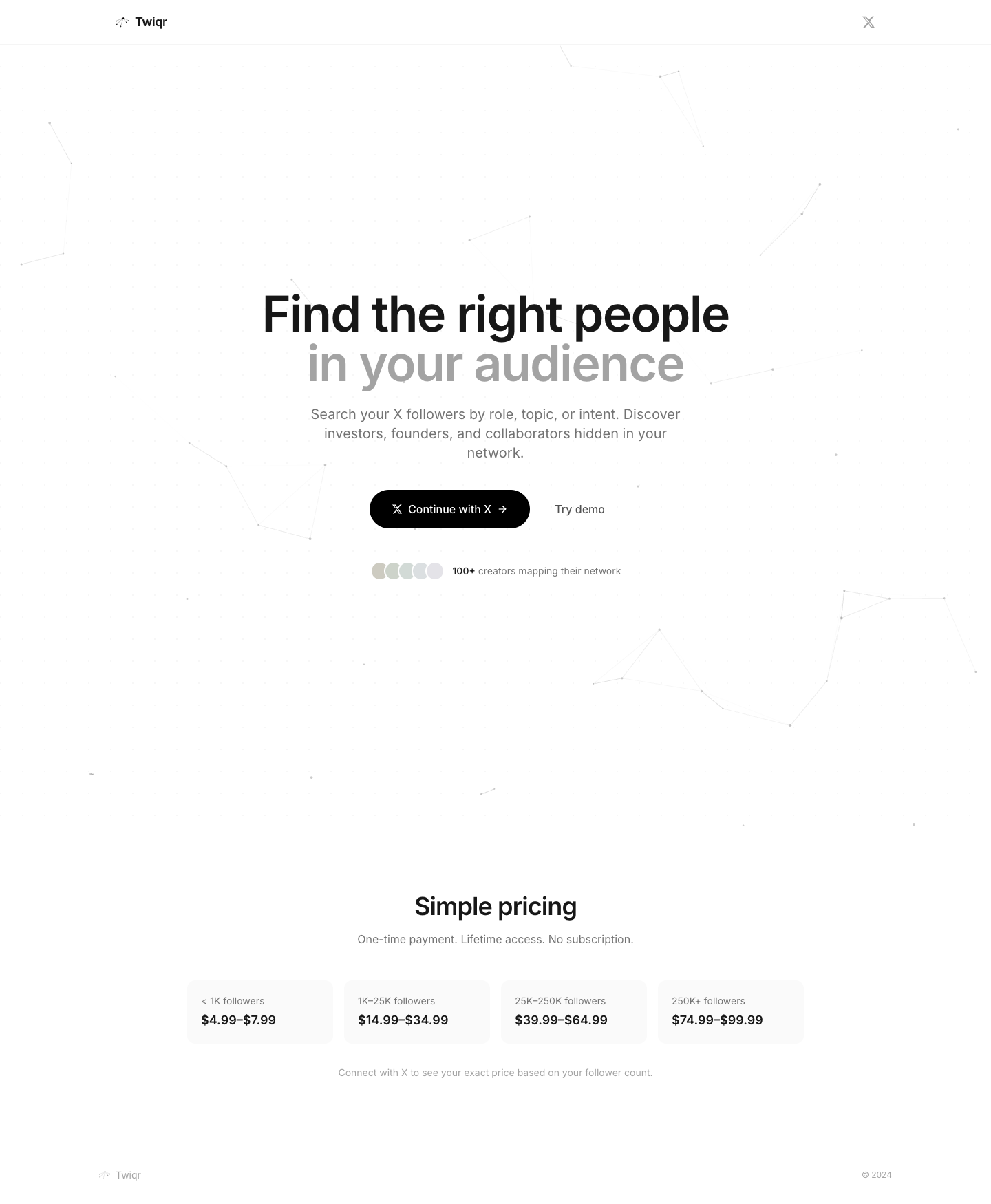 Twiqr full landing page screenshot