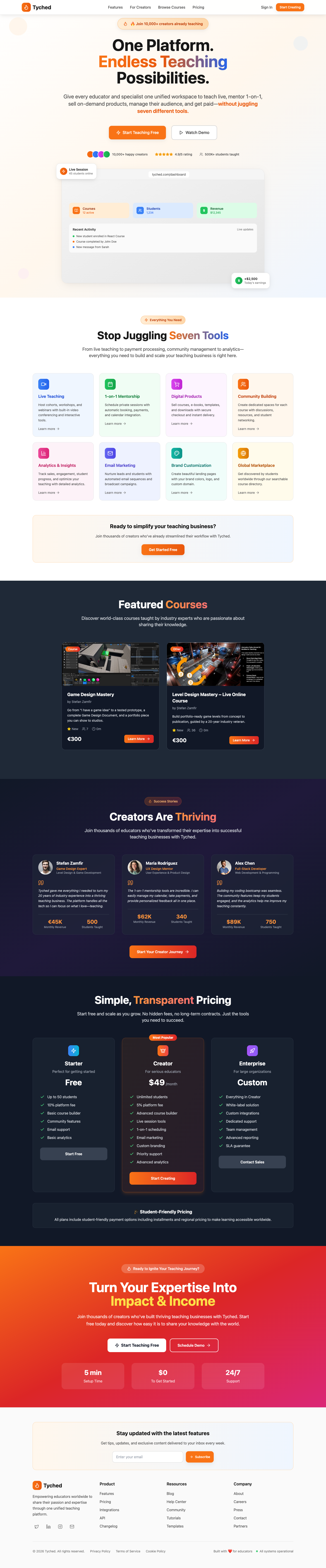 Tyched full landing page screenshot