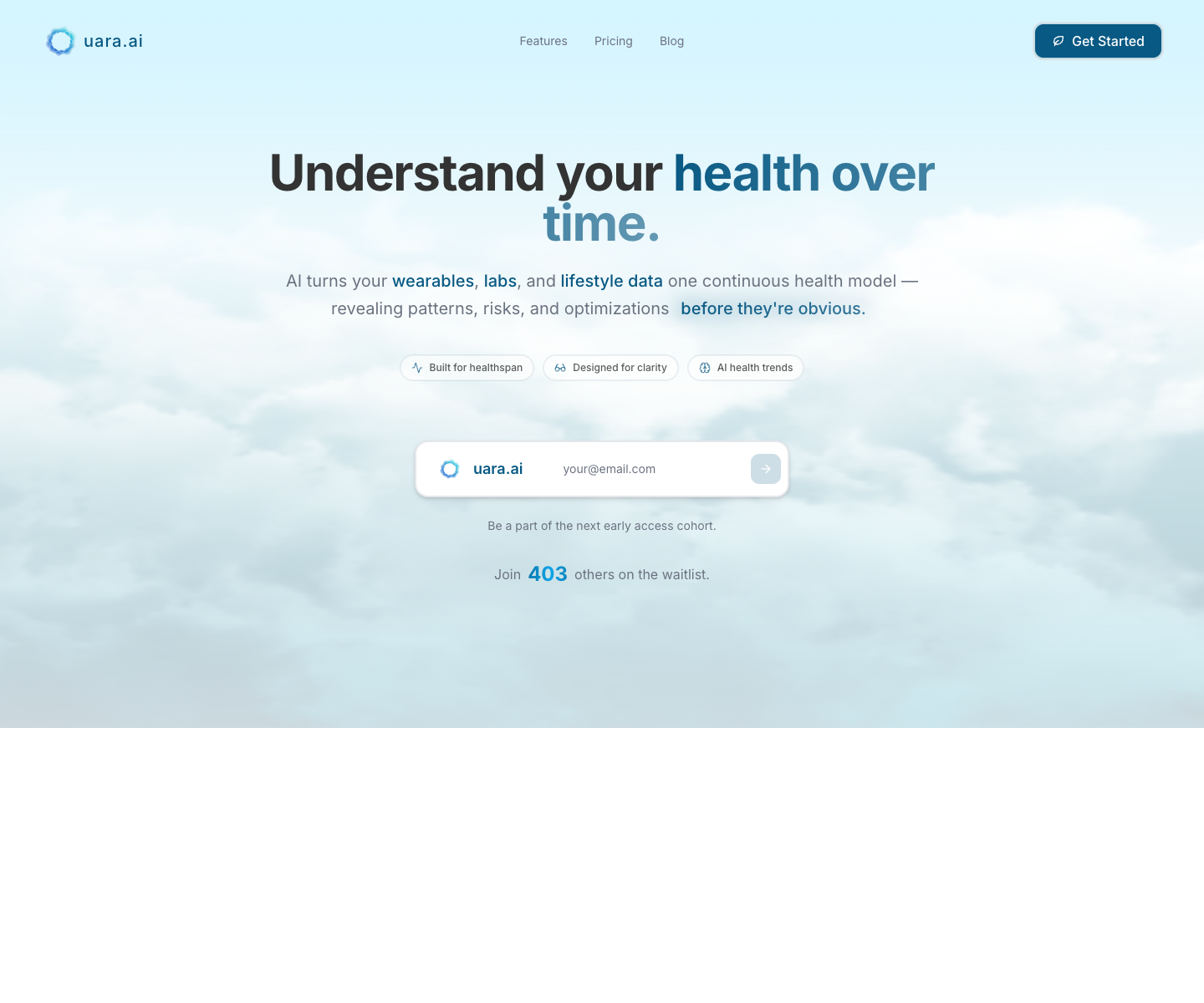 Uara.ai full landing page screenshot