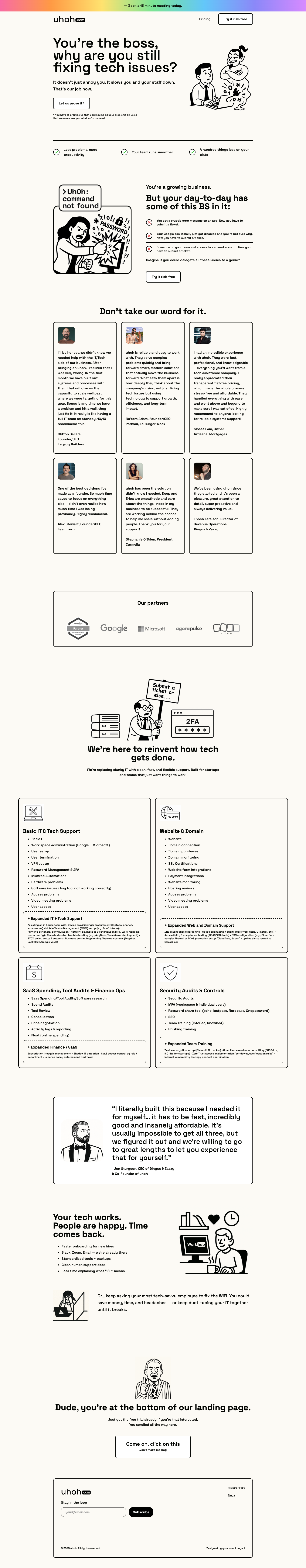 uhoh.com full landing page screenshot