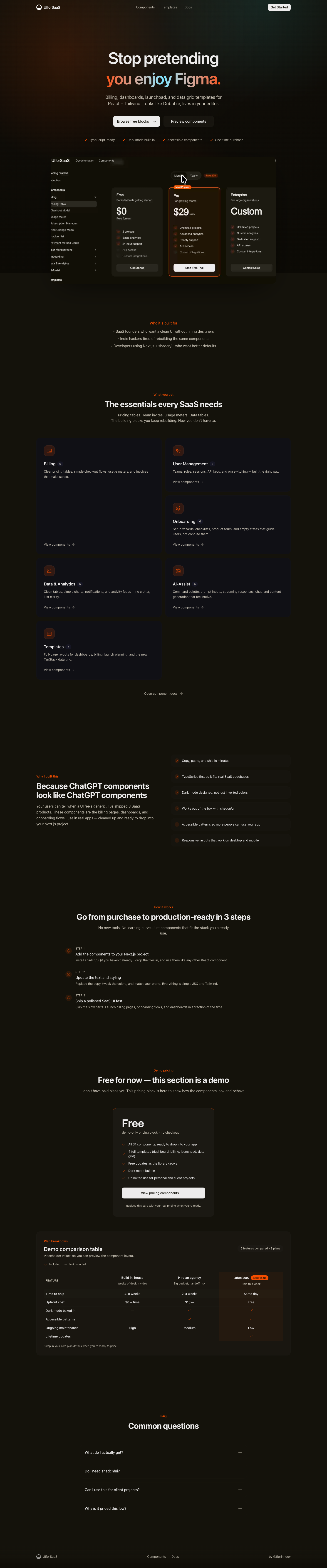 UIforSaaS full landing page screenshot