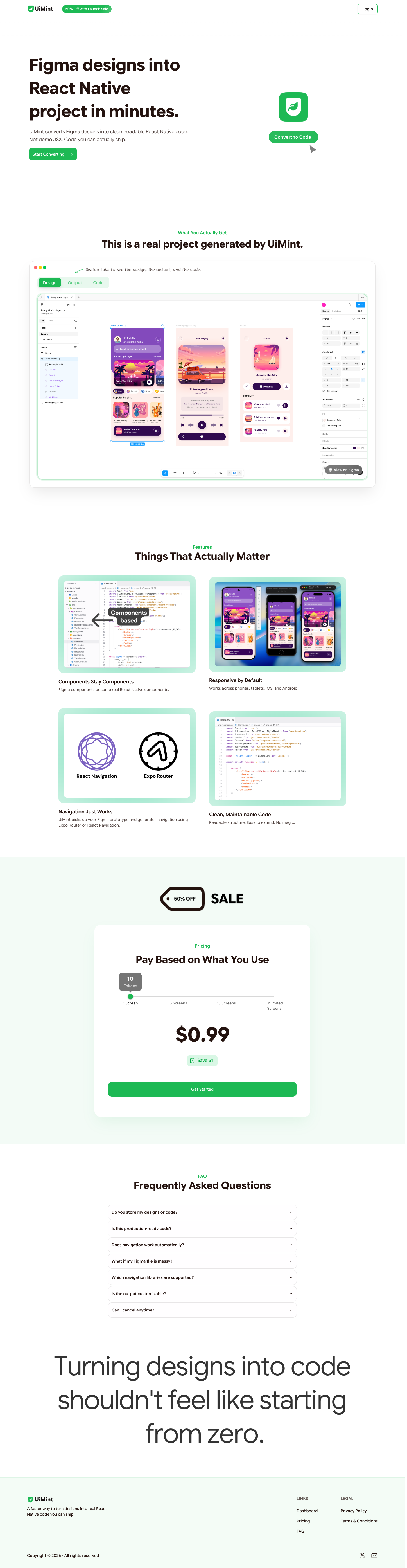 UiMint full landing page screenshot