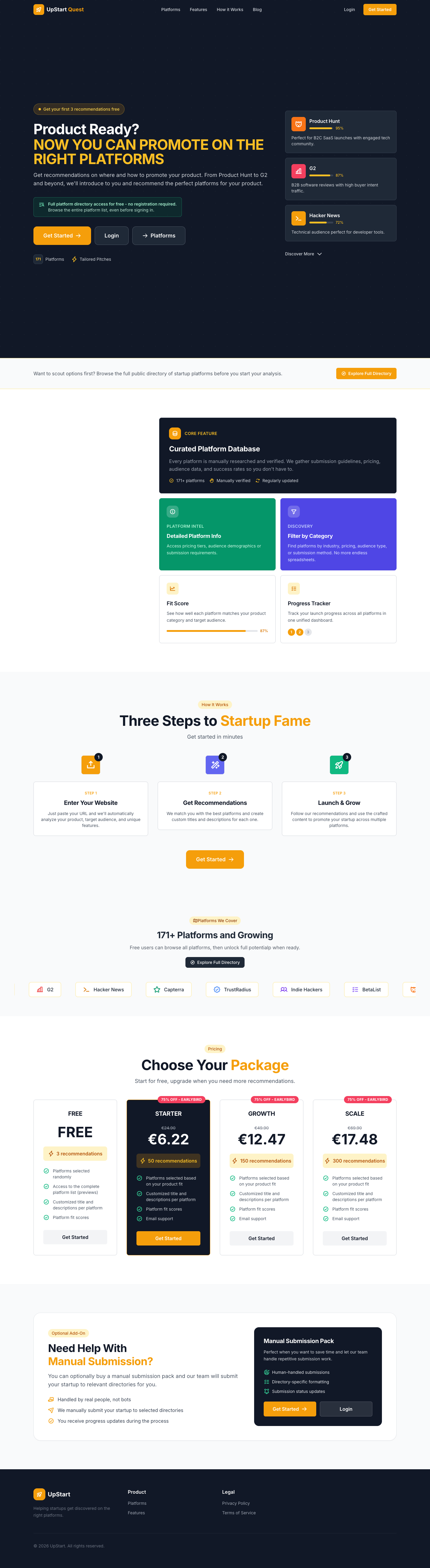 UpStart full landing page screenshot