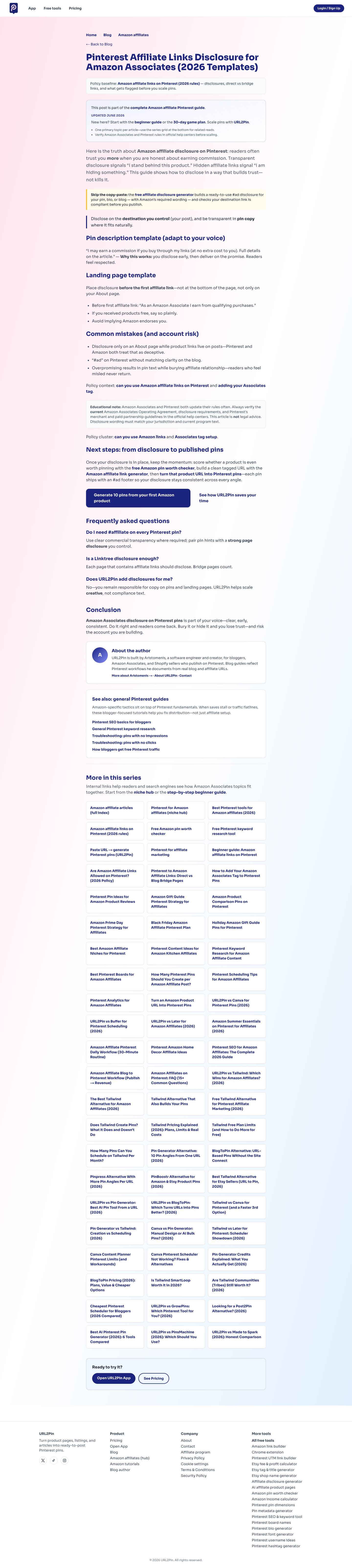 URL2Pin full landing page screenshot