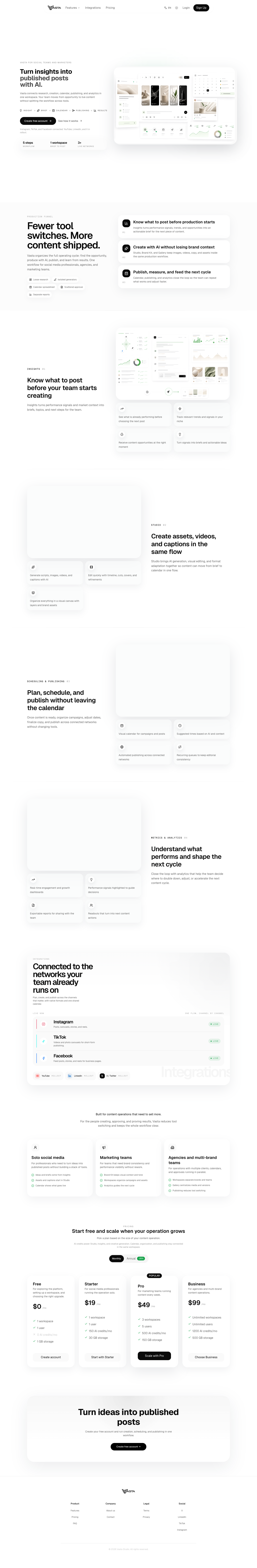 Vasta Studio full landing page screenshot