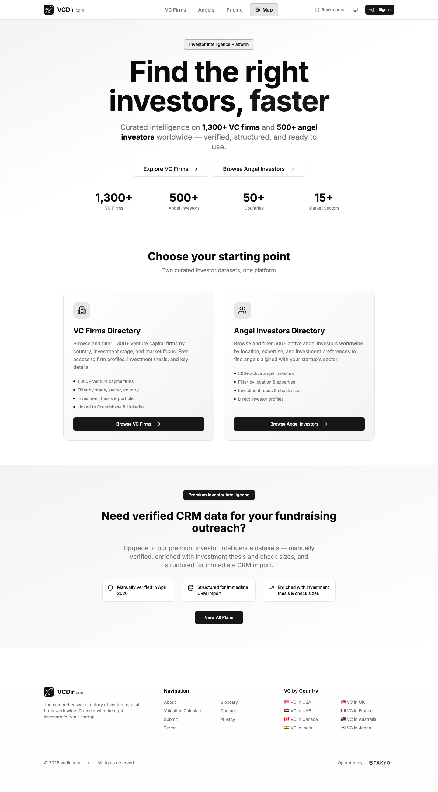 VCDir.com full landing page screenshot