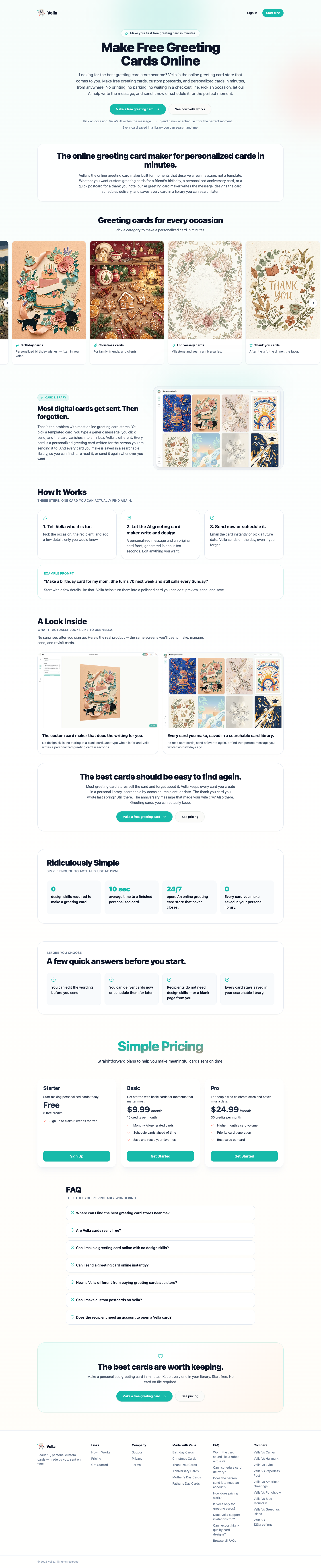 Vella full landing page screenshot