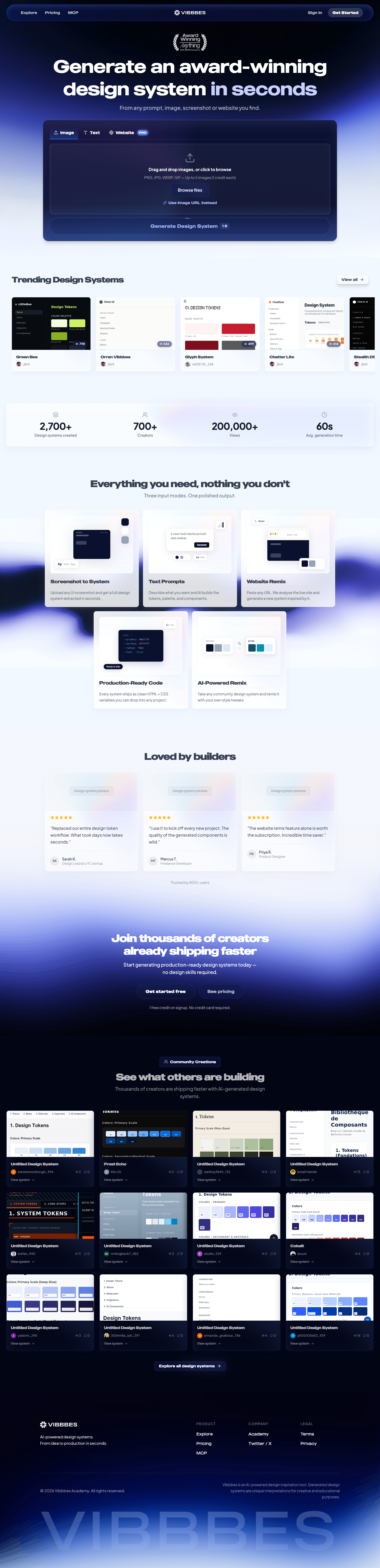 Vibbbes full landing page screenshot