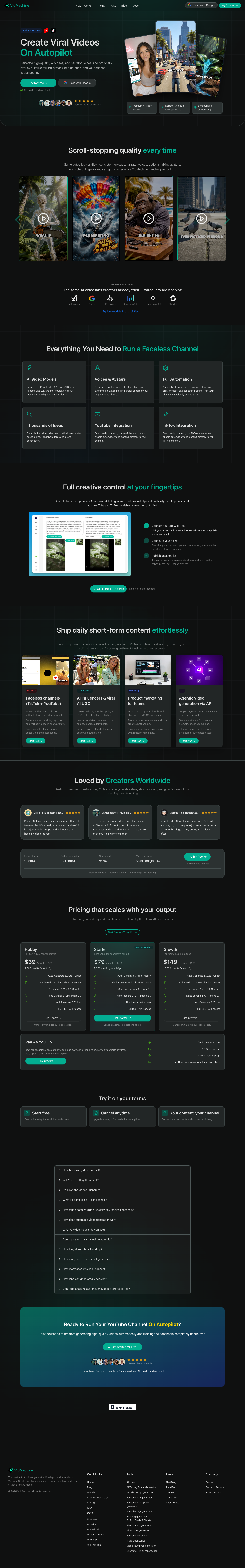 VidMachine full landing page screenshot