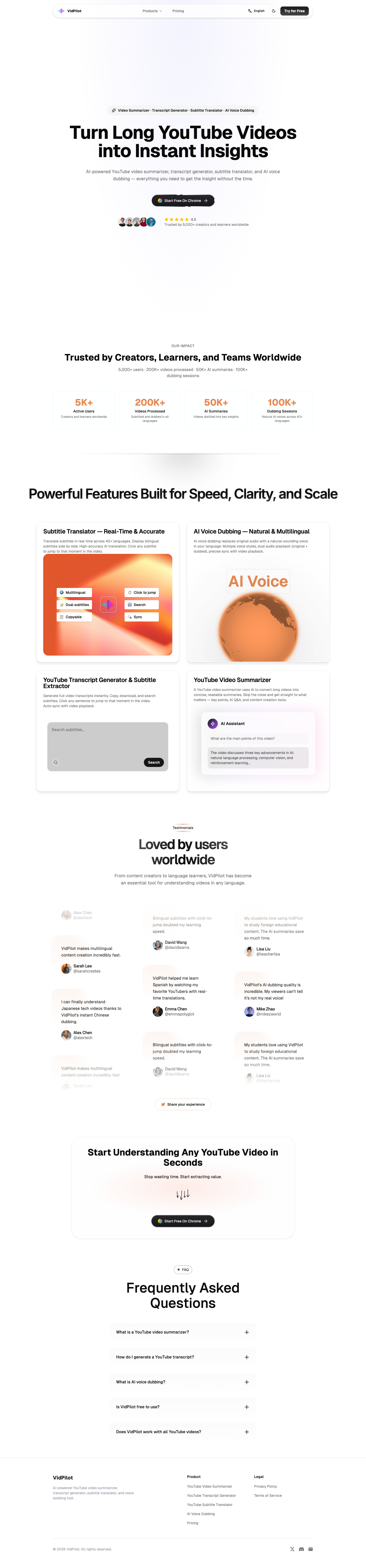 VidPilot full landing page screenshot