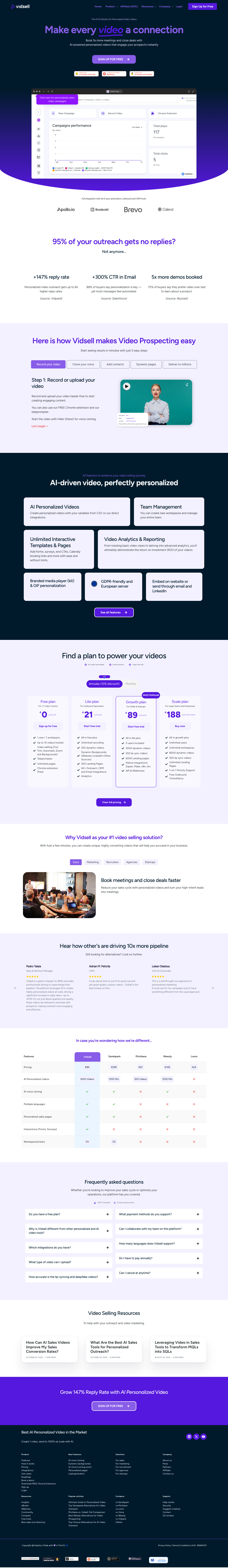 Vidsell full landing page screenshot