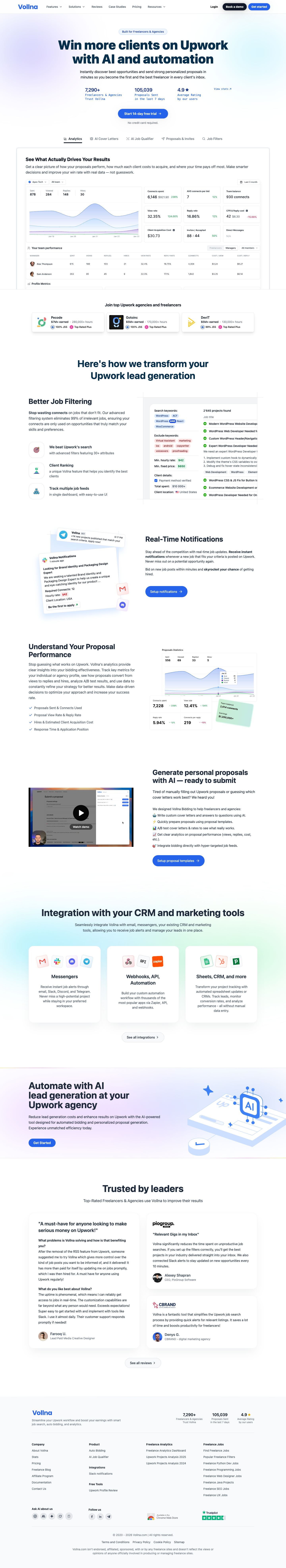 Vollna full landing page screenshot