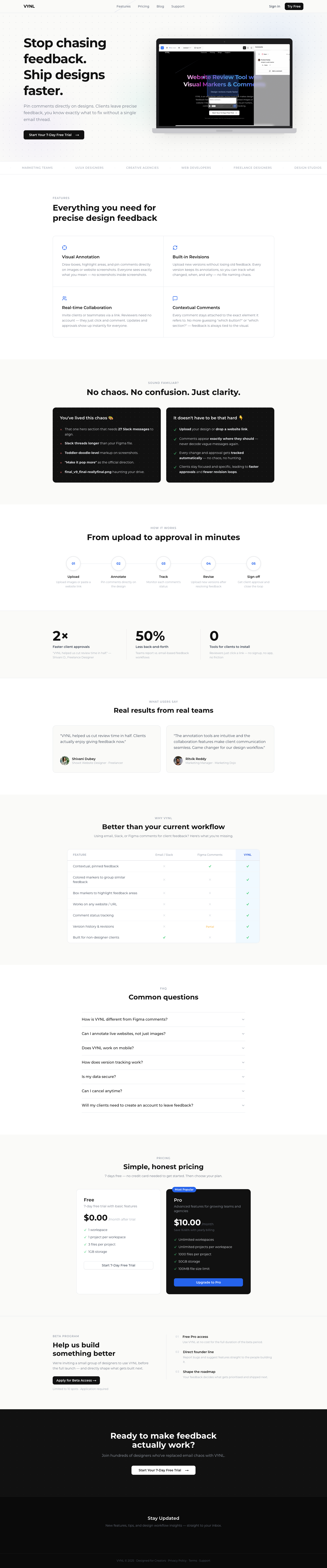 VYNL full landing page screenshot