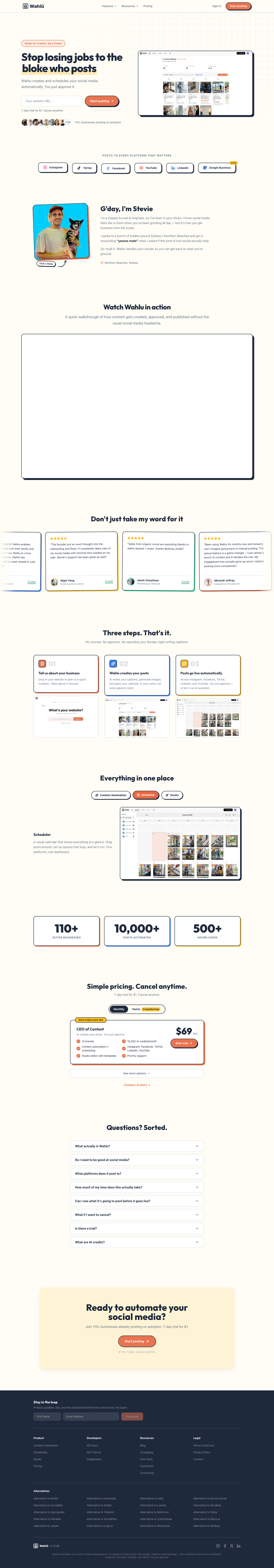 Wahlu full landing page screenshot