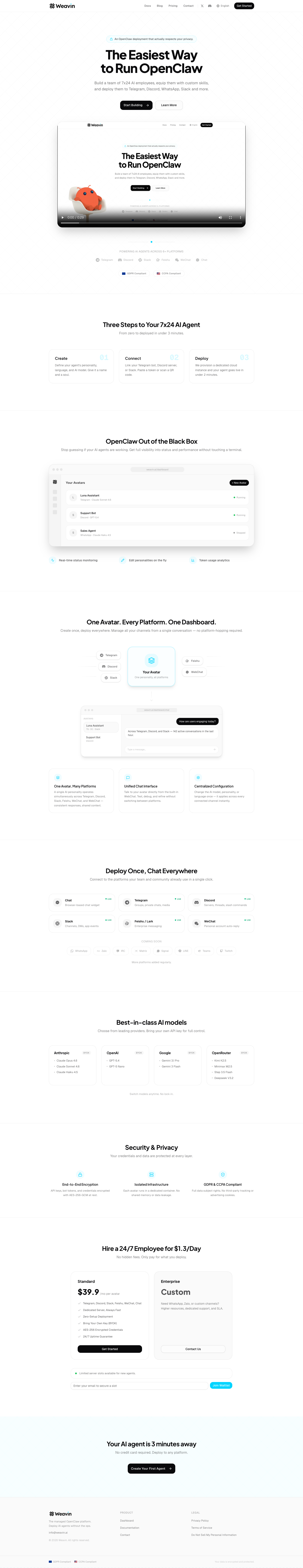 Weavin full landing page screenshot