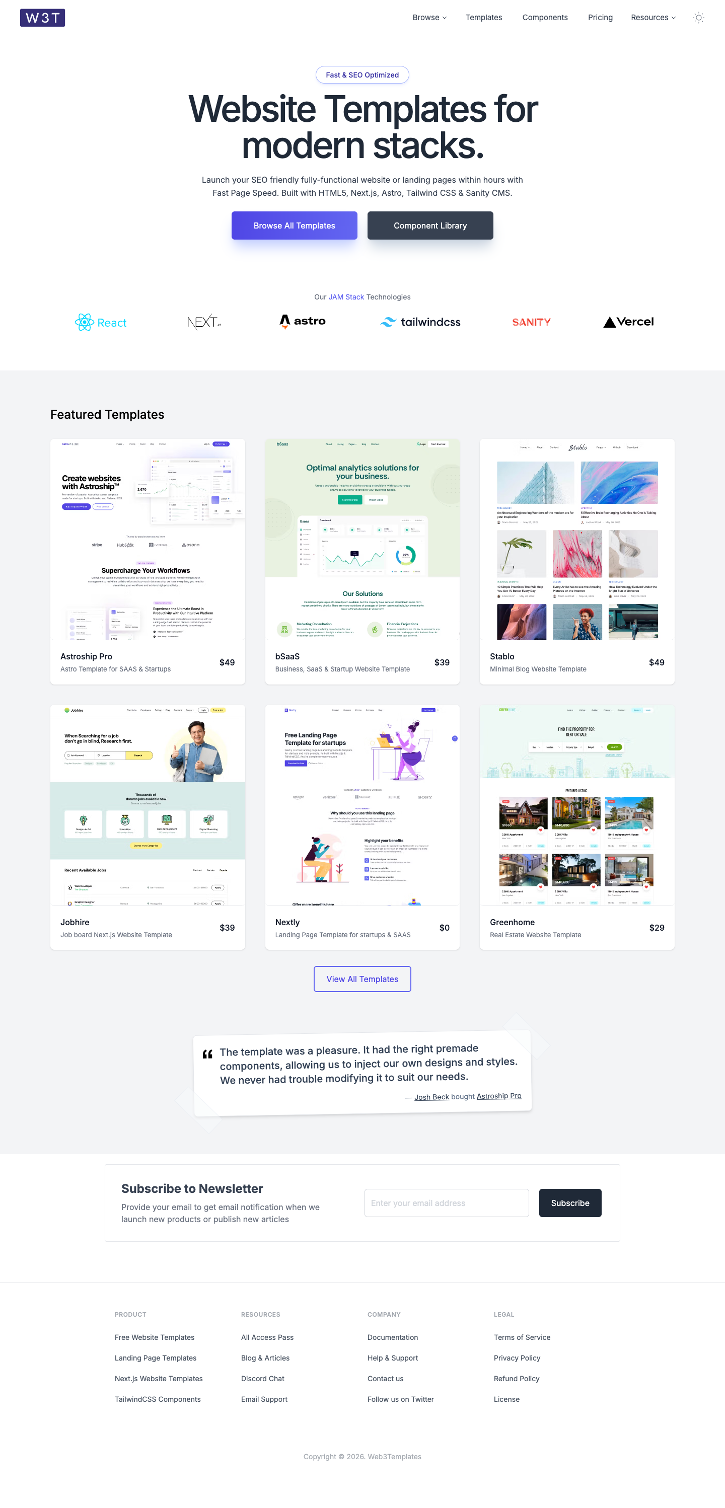 Web3Templates full landing page screenshot