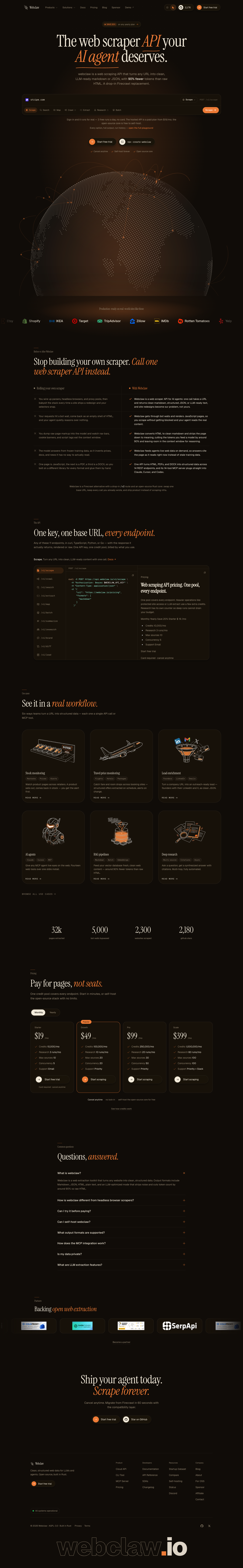 Webclaw full landing page screenshot