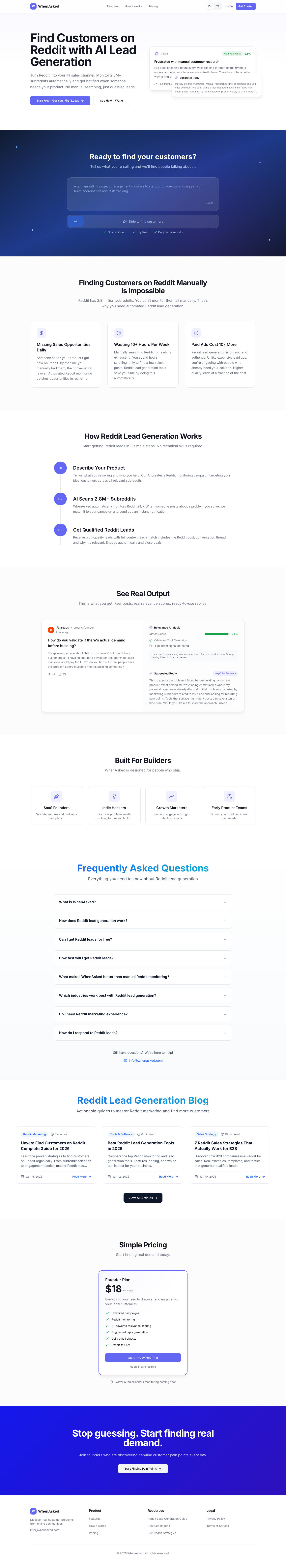 WhenAsked full landing page screenshot
