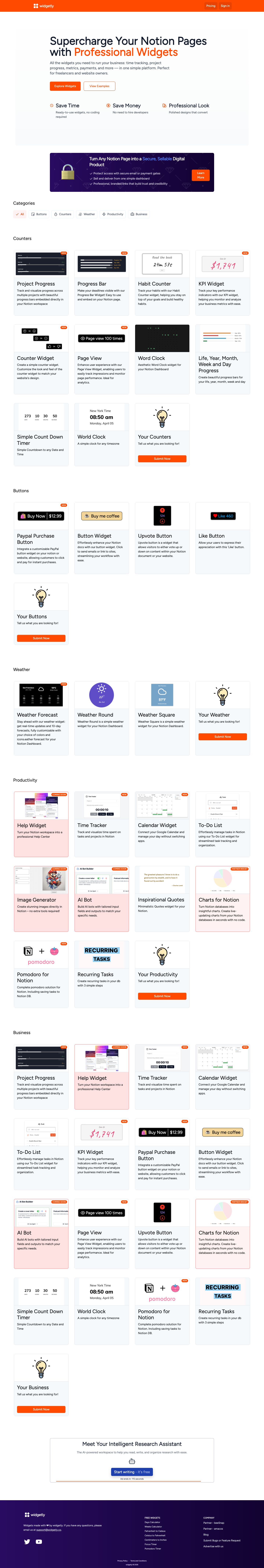 widgetly full landing page screenshot