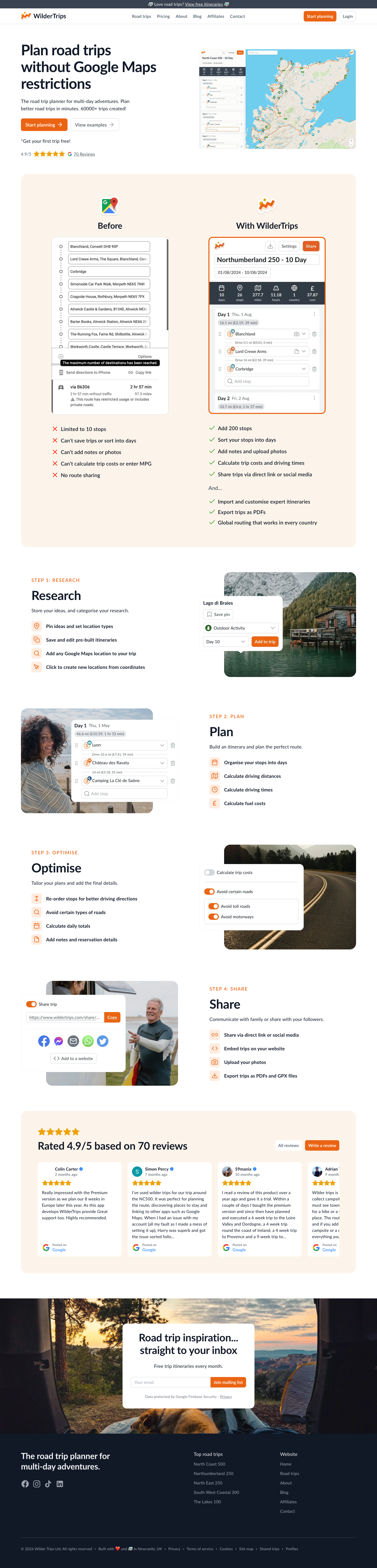 WilderTrips full landing page screenshot