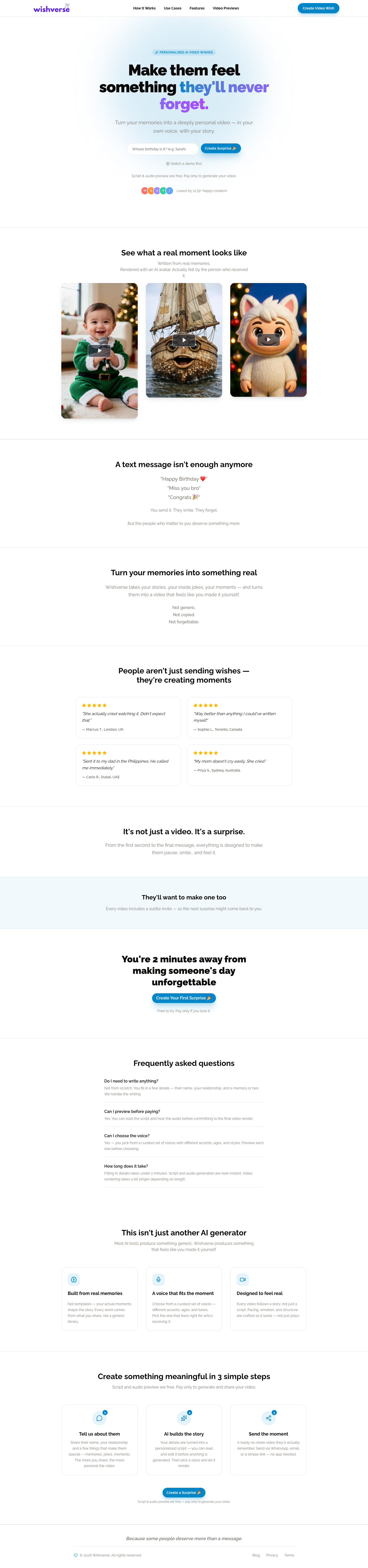 Wishverse full landing page screenshot