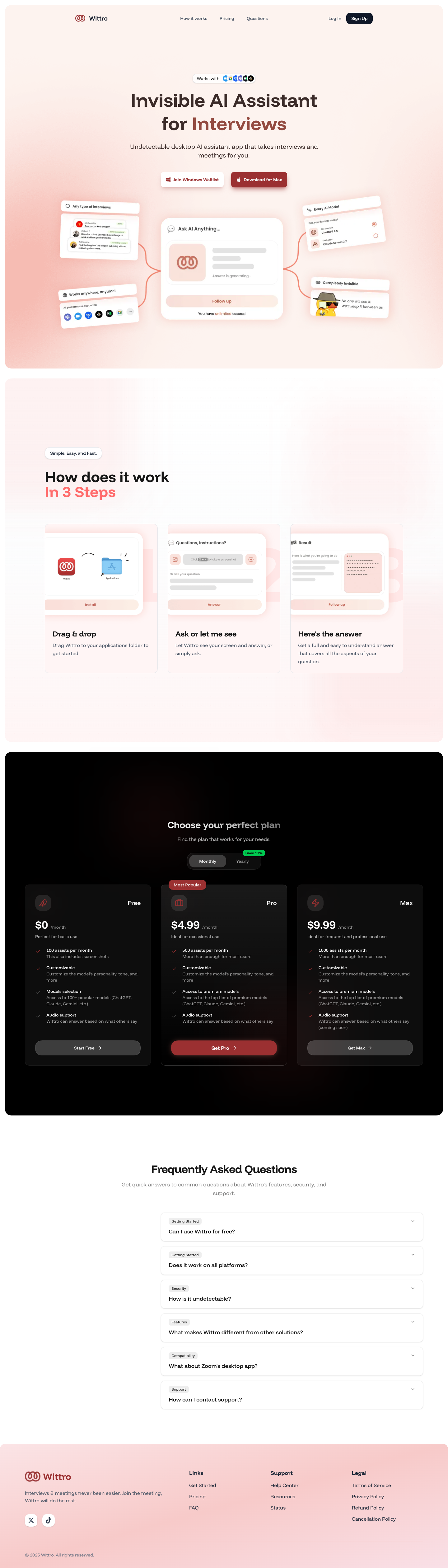 Wittro full landing page screenshot