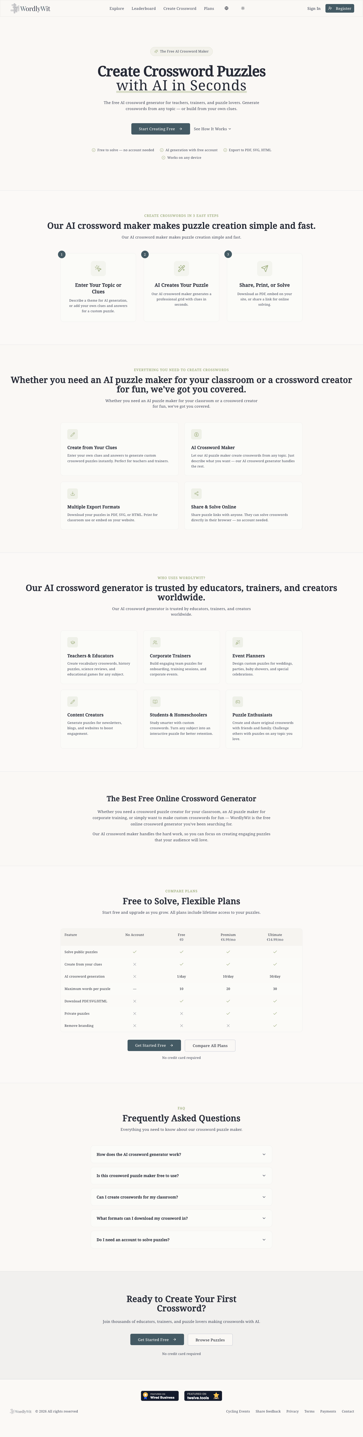 WordlyWit.com full landing page screenshot