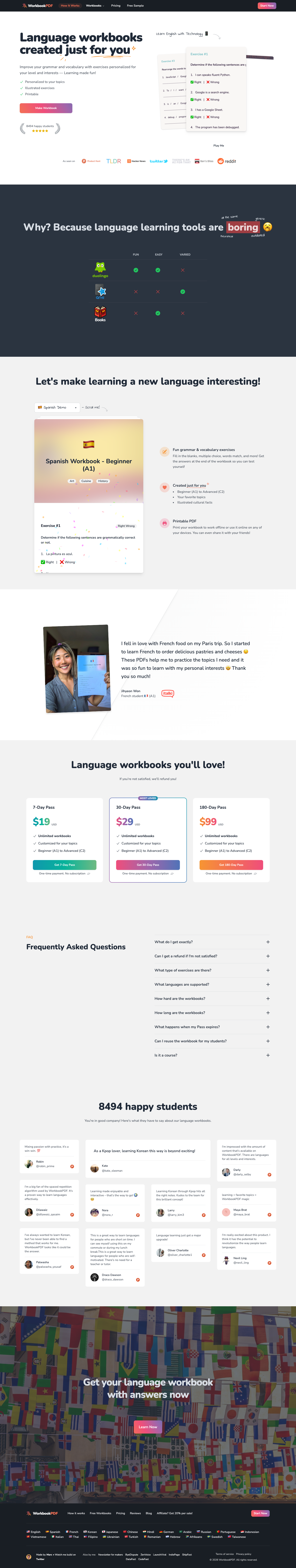 WorkbookPDF full landing page screenshot