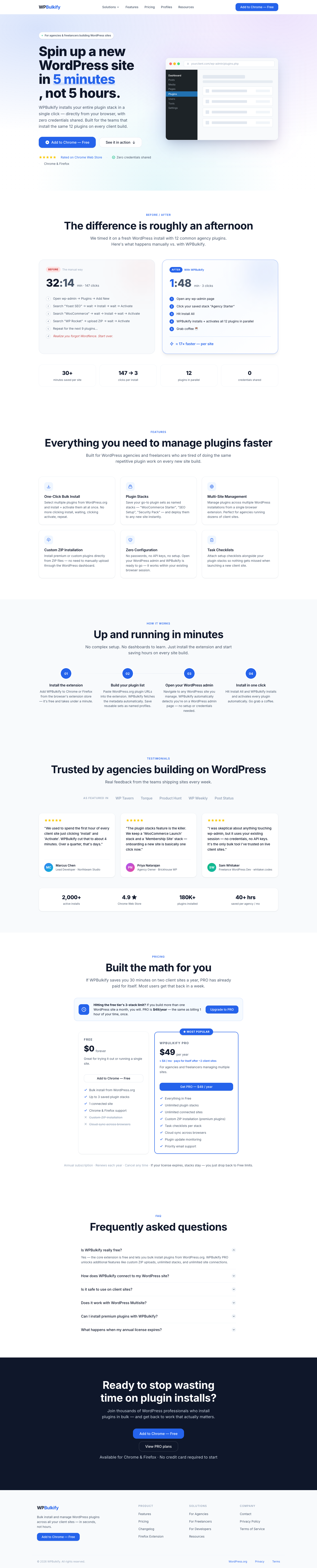 WPBulkify full landing page screenshot