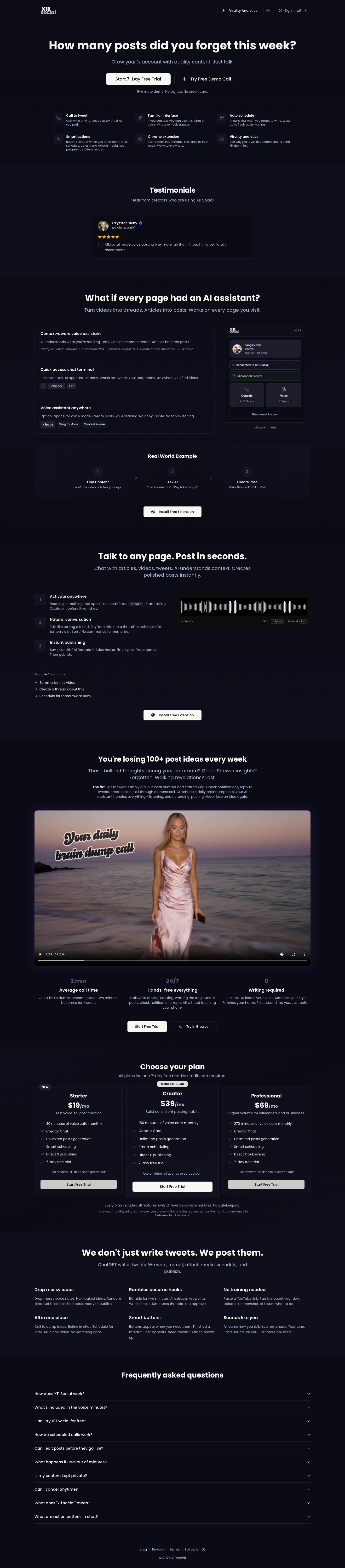 x11.social full landing page screenshot