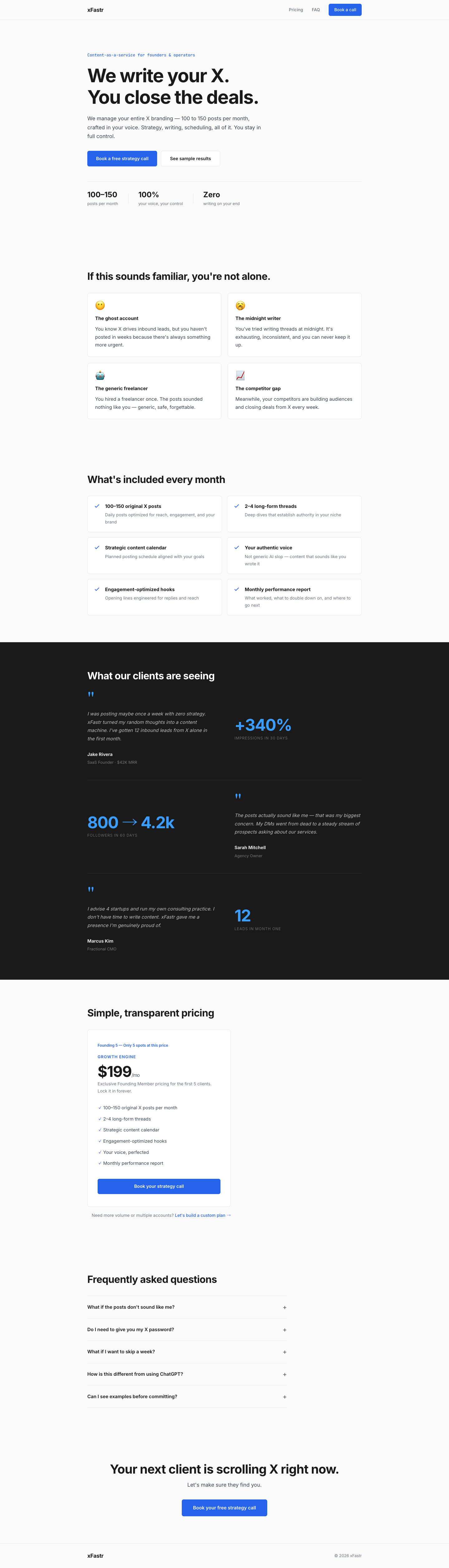 XFastr full landing page screenshot