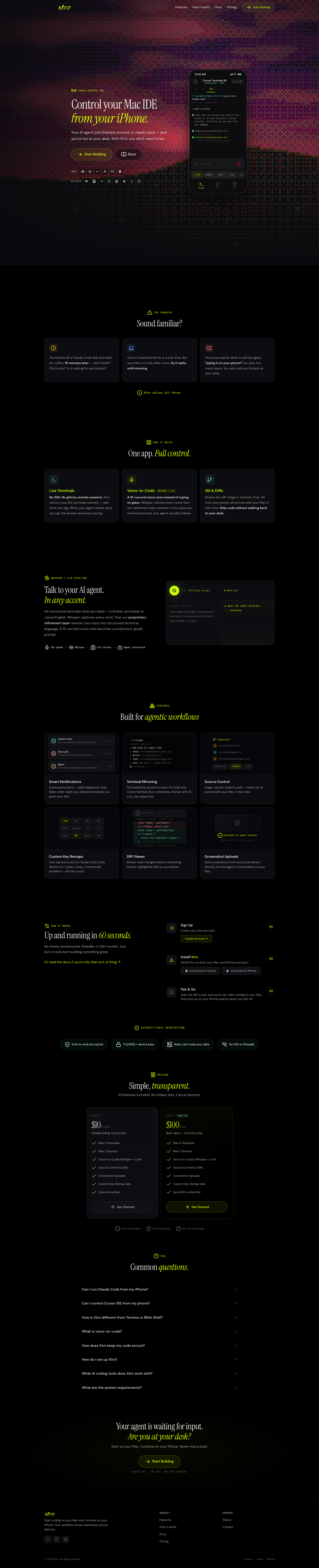 Xtro full landing page screenshot