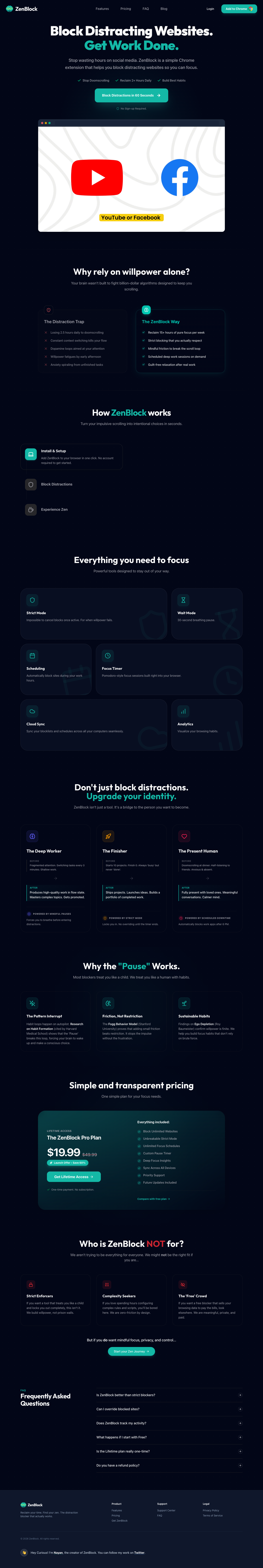 ZenBlock full landing page screenshot