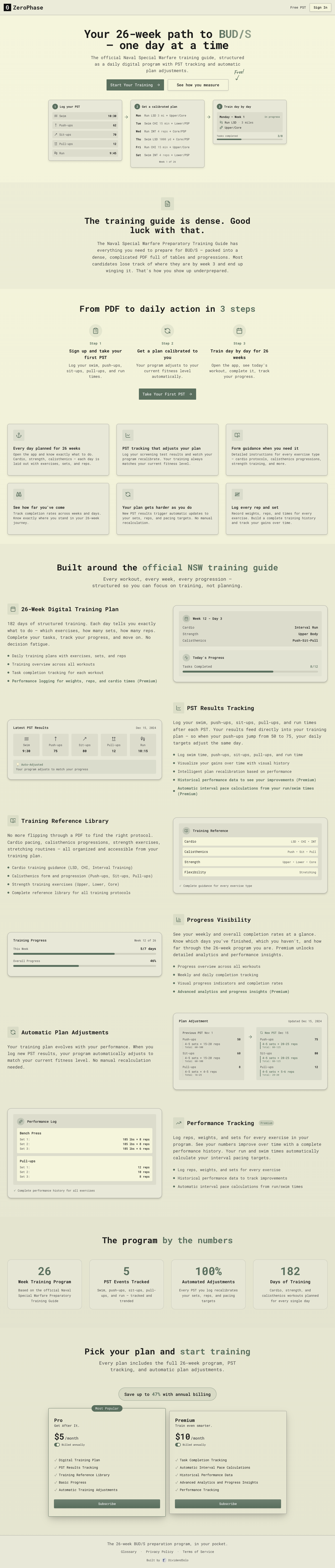 ZeroPhase full landing page screenshot