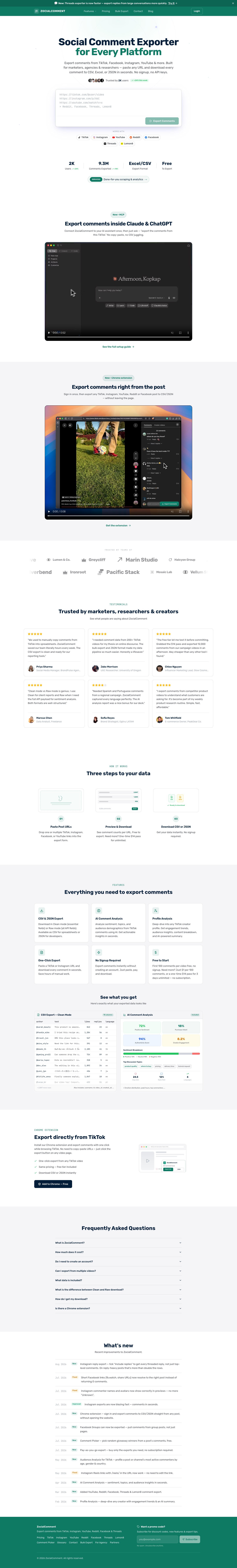 zocialcomment.com full landing page screenshot