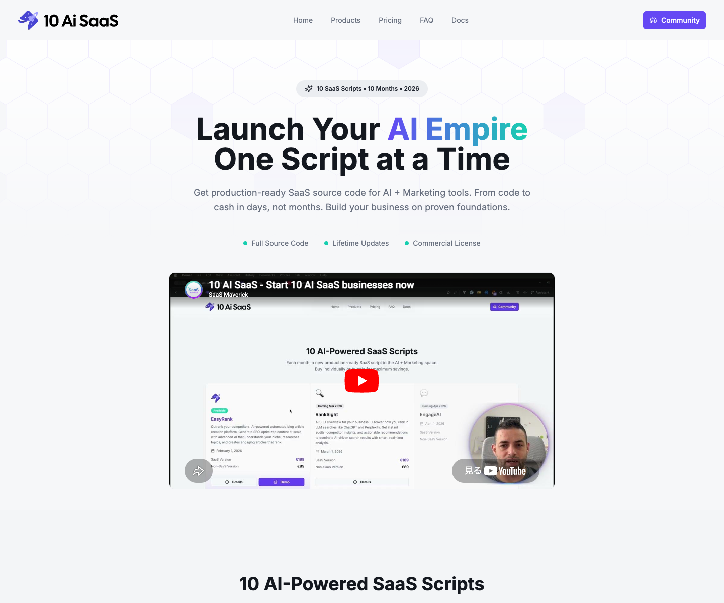 10 AI SaaS landing page screenshot